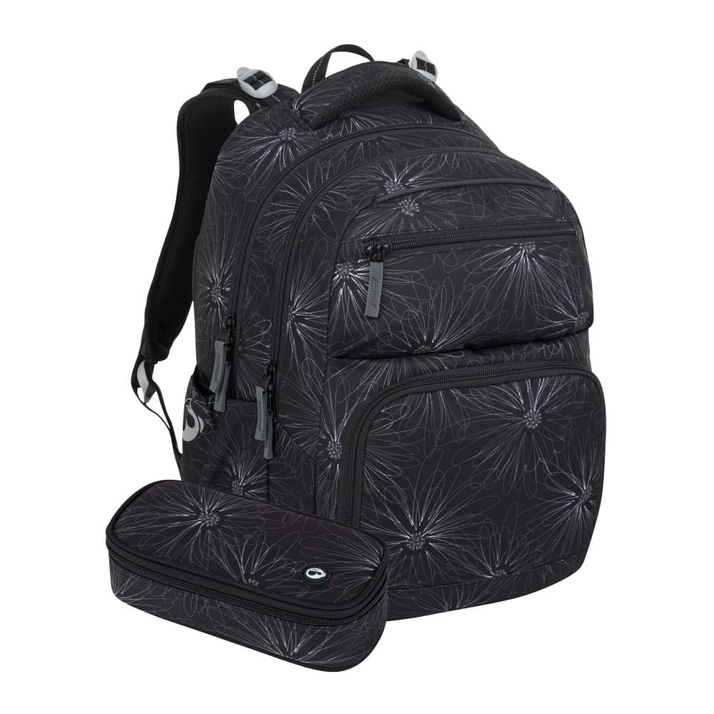 Bagmaster ZIPSTER 25 A školní set – černý s bílými květy