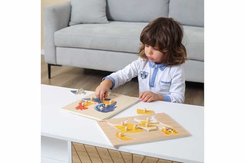 Dřevěná montessori vkládačka - kohout Viga - náhled 3