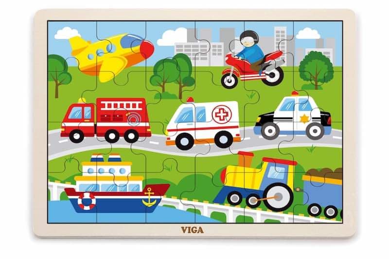 Dřevěné puzzle 24 dílků - doprava Viga