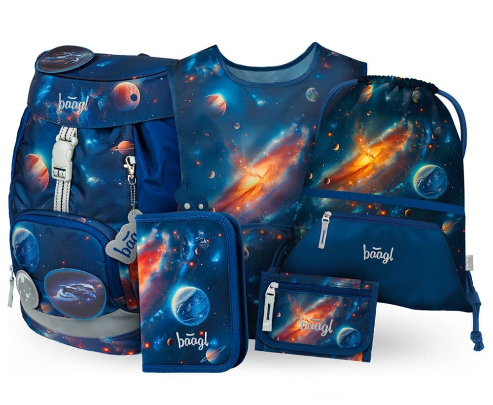 BAAGL SET 5 AIRY Vesmír: batoh, penál, sáček, zástěra, peněženka - náhled 1