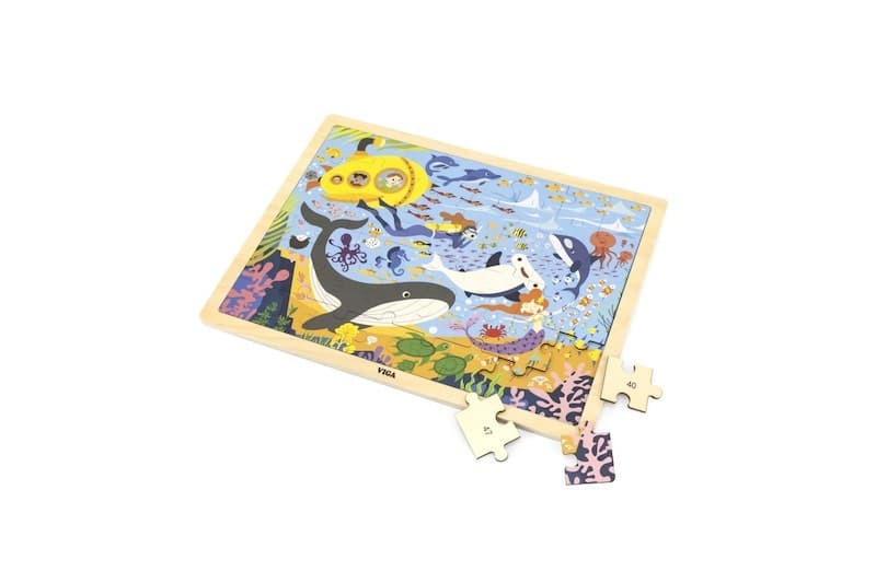Dřevěné puzzle 48 dílků - mořský život Viga - náhled 4