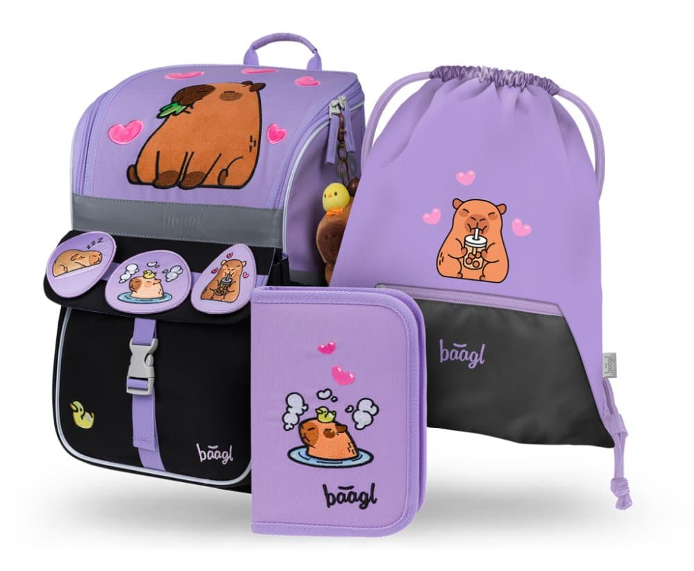 Baagl Školní set Zippy Kapybara – aktovka, penál, sáček - náhled 1