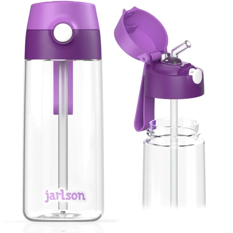 Dětská tritanová láhev na pití s brčkem JARLSON EMI Fialová 500 ml