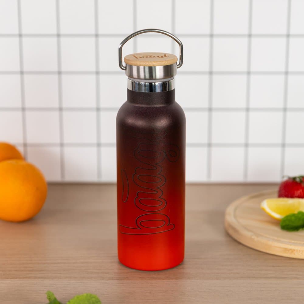 BAAGL Termoláhev s bambusovým víčkem Gradient červeno-černá, 500 ml - náhled 5