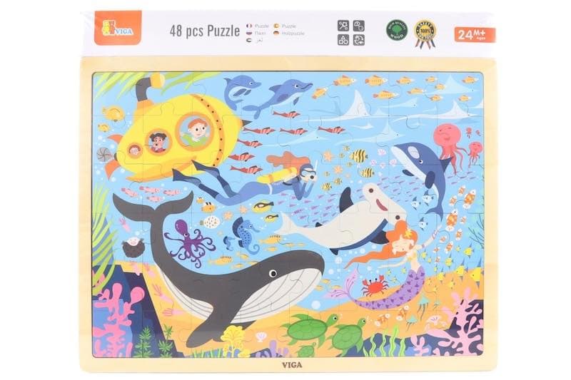 Dřevěné puzzle 48 dílků - mořský život Viga - náhled 2