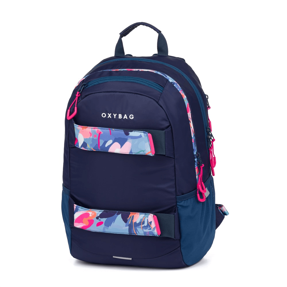 Studentský batoh + etue OXY Sport Flowers Blue - náhled 2