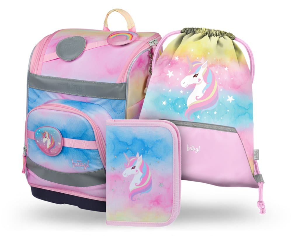 BAAGL SET 3 Zippy plus Rainbow Unicorn: aktovka, penál, sáček - náhled 1