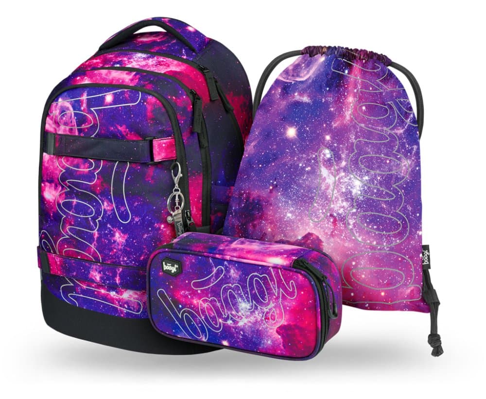 BAAGL SET 3 Skate max Galaxy: batoh, penál, sáček