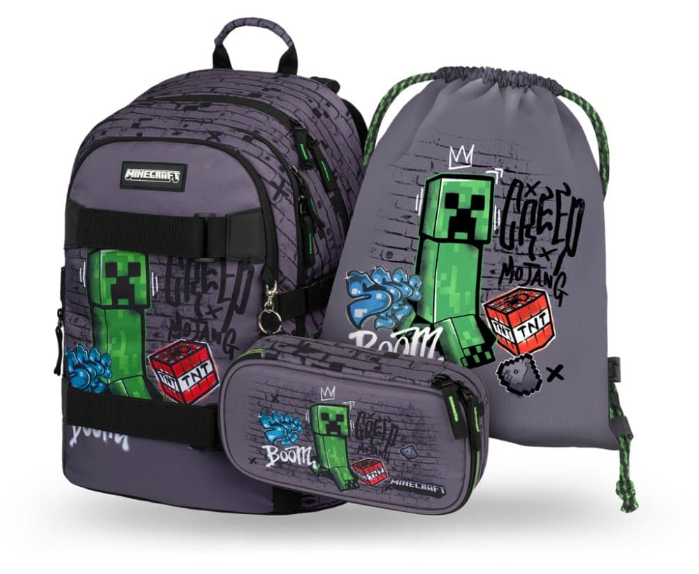 BAAGL SET 3 Skate Minecraft TNT: Batoh, Etue, Sáček