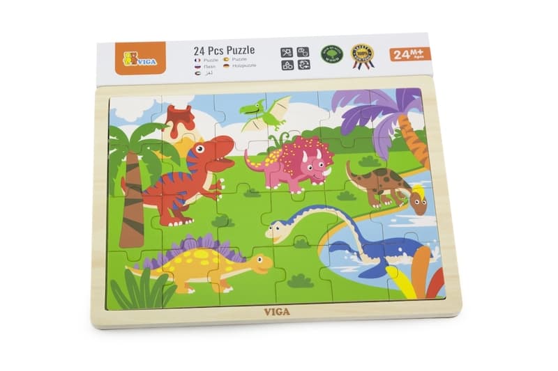 Dřevěné puzzle 16 dílků - dinosauři Viga - náhled 4