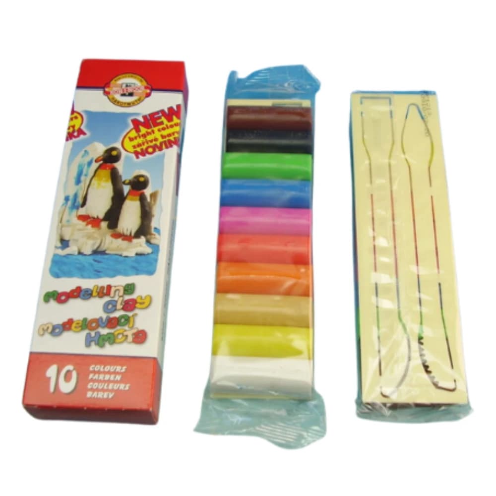 Plastelína Koh-i-Noor – 10 barev, 260 g + špachtle