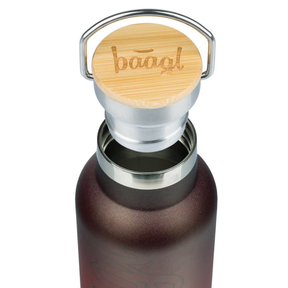 BAAGL Termoláhev s bambusovým víčkem Gradient červeno-černá, 500 ml - náhled 3