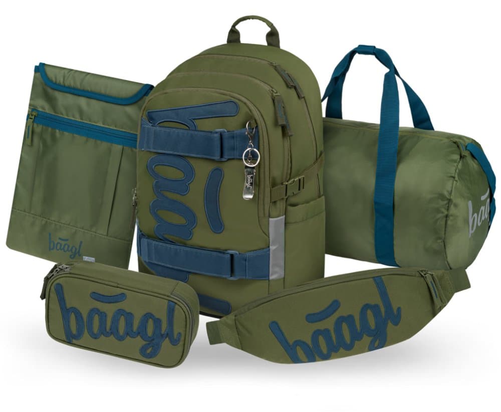 BAAGL SET 5 Skate Olive: batoh, penál, sportovní taška, ledvinka, obal na notebook GRS - náhled 1