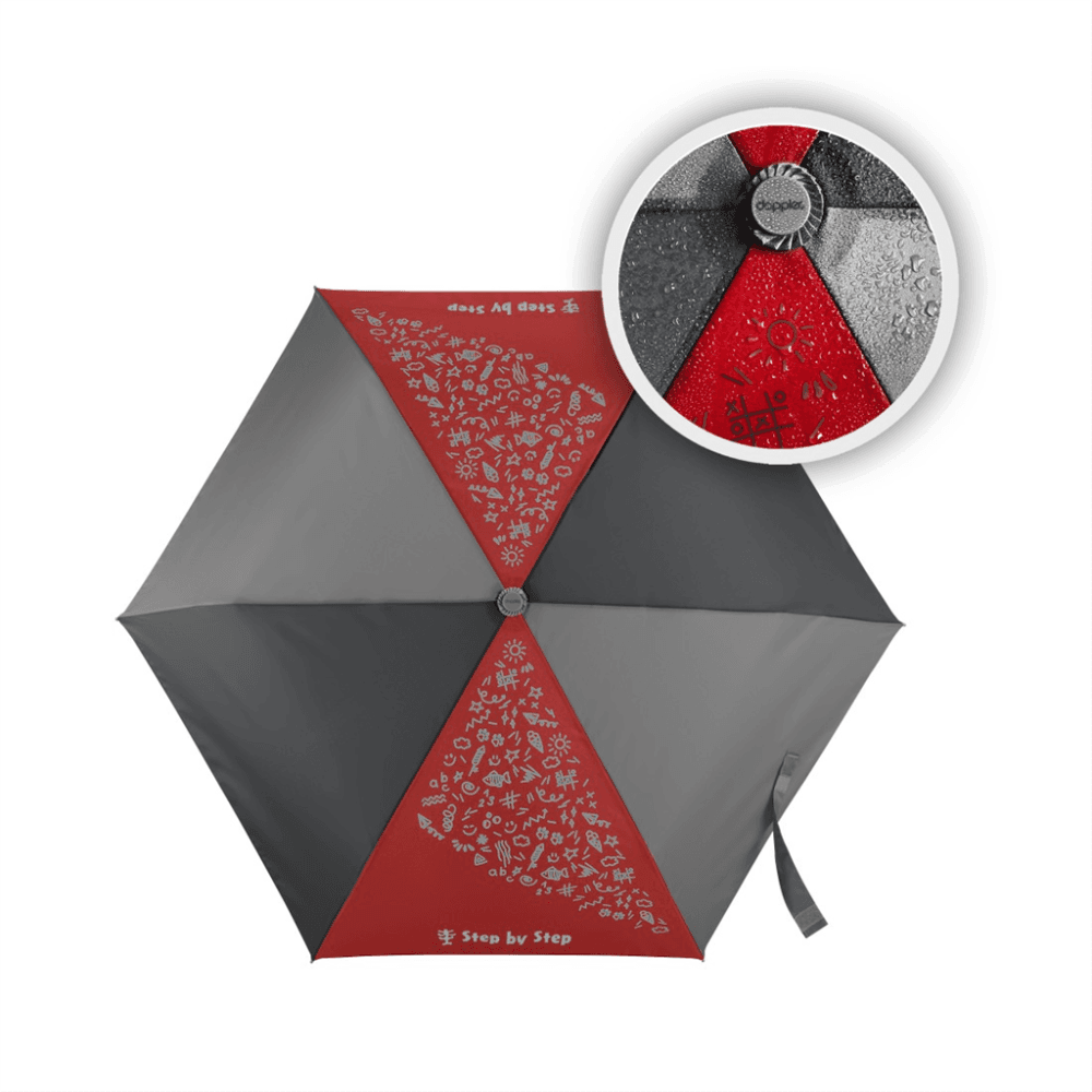 Dětský skládací deštník s magickým efektem, Magic Rain Effect, červený - náhled 2