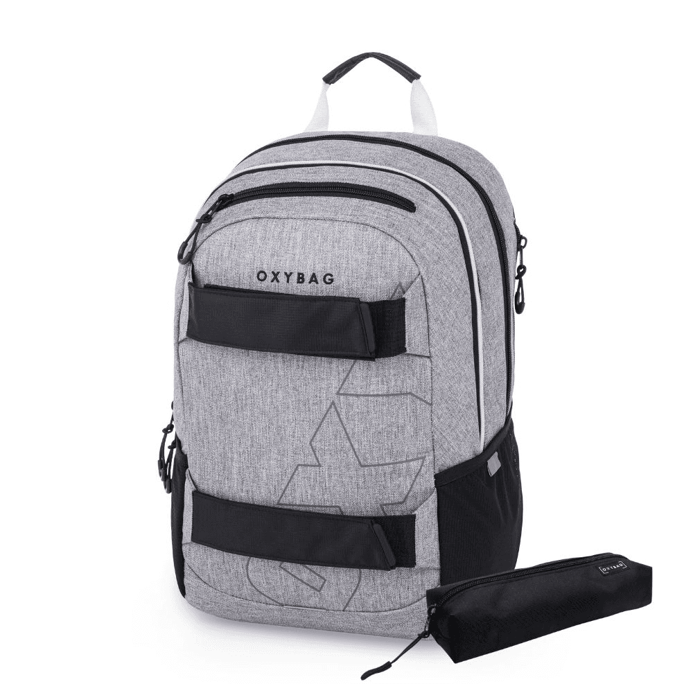 Studentský batoh + etue OXY Sport Grey Melange - náhled 1