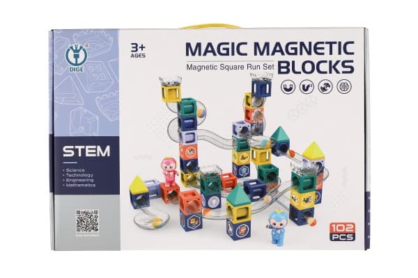 Magnetická stavebnice 102 ks – dráha pro kuličky s figurkami