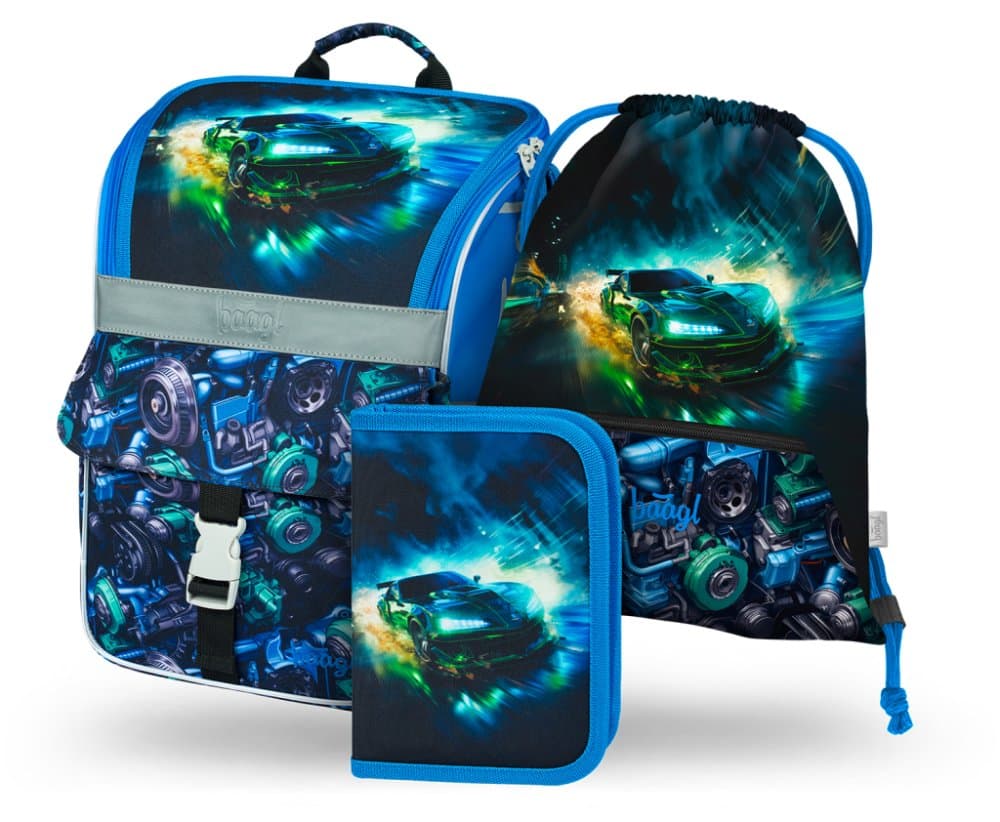BAAGL 3 SET Zippy Závodní auto: aktovka, penál, sáček - náhled 1