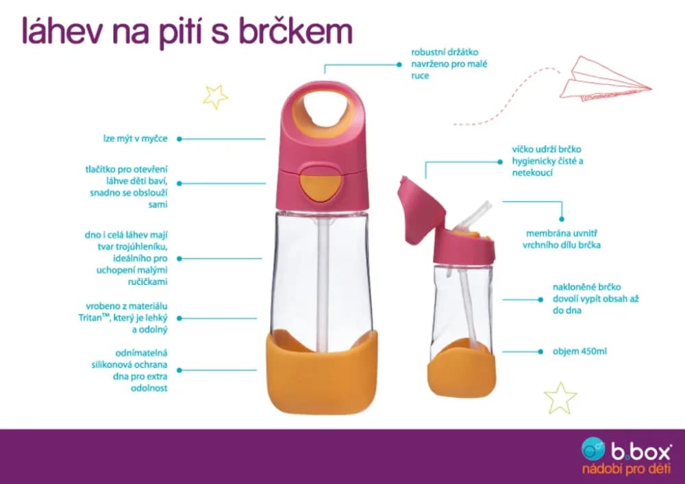 B.Box láhev na pití s brčkem 450 ml - náhled 2