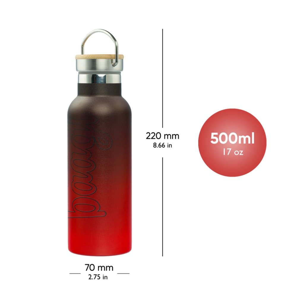 BAAGL Termoláhev s bambusovým víčkem Gradient červeno-černá, 500 ml - náhled 4