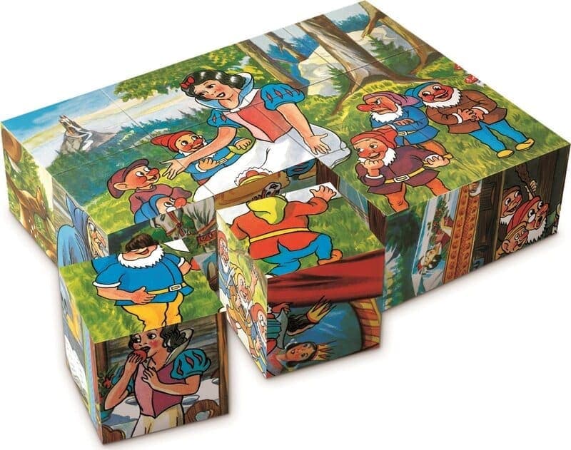 Dřevěné kostky Sněhurka - 12 kostek - náhled 3