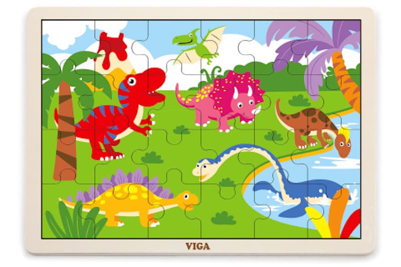Dřevěné puzzle 16 dílků - dinosauři Viga