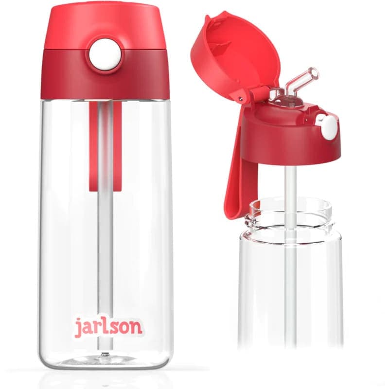 Dětská tritanová láhev na pití s brčkem JARLSON EMI Červená 500 ml