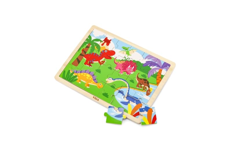 Dřevěné puzzle 16 dílků - dinosauři Viga - náhled 2