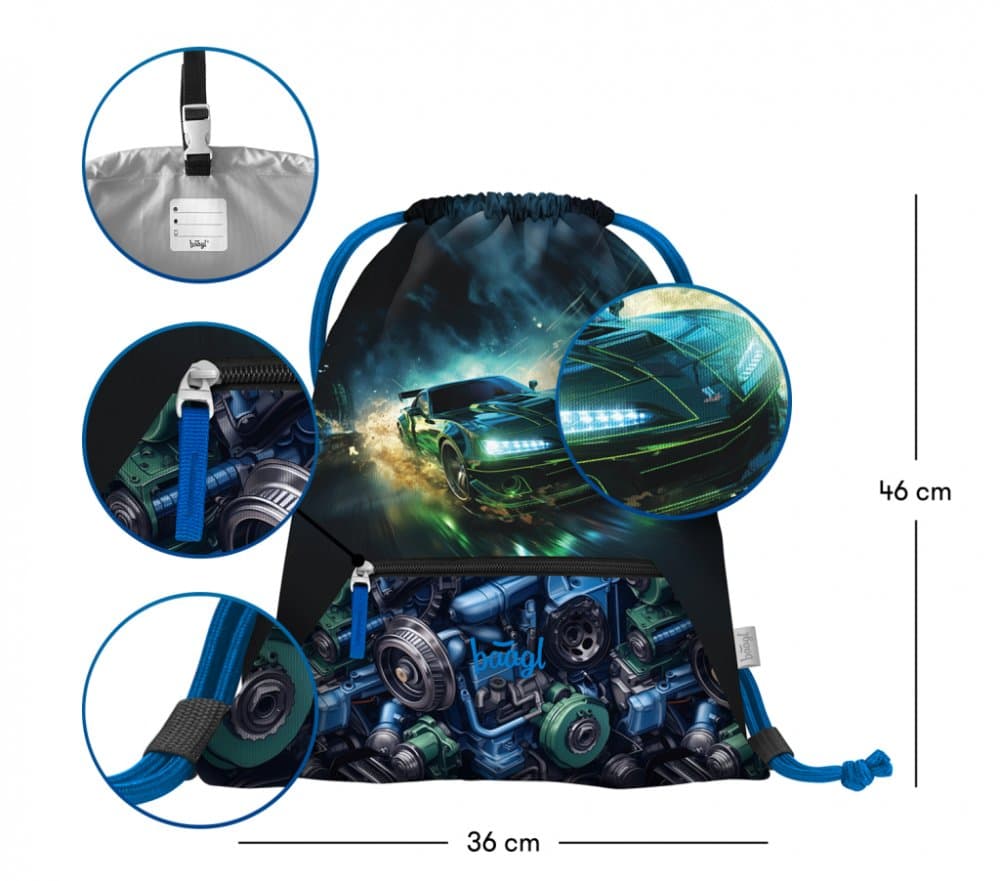 BAAGL Sáček s kapsou Závodní auto - náhled 3