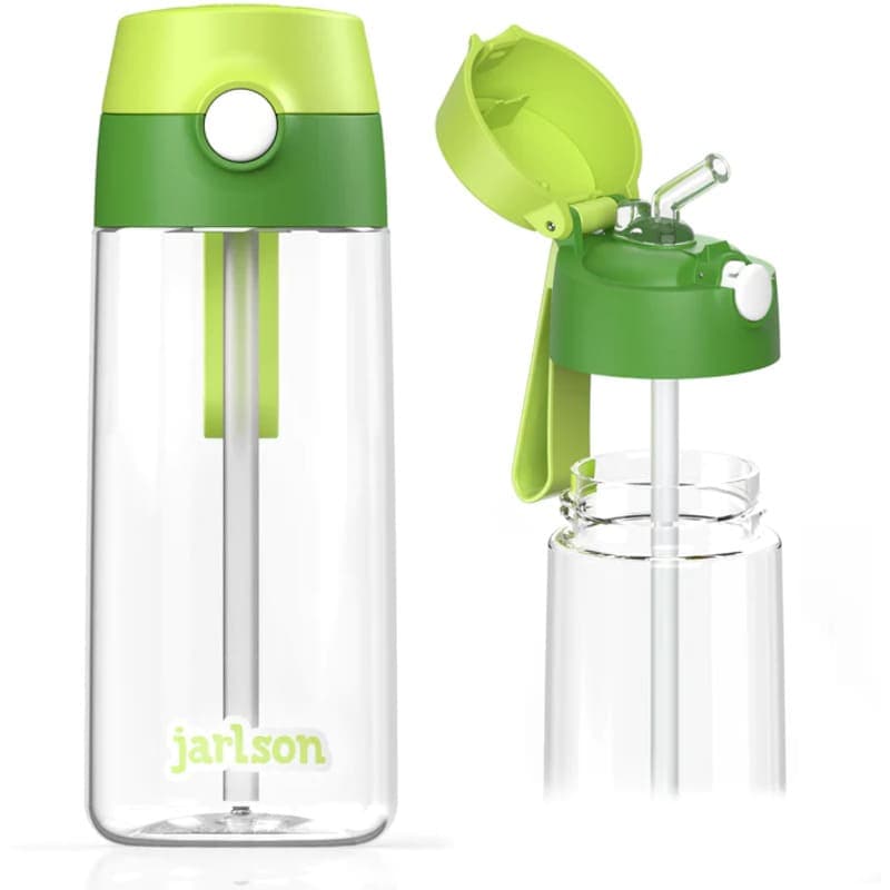 Dětská tritanová láhev na pití s brčkem JARLSON EMI Zelená 500 ml - náhled 1