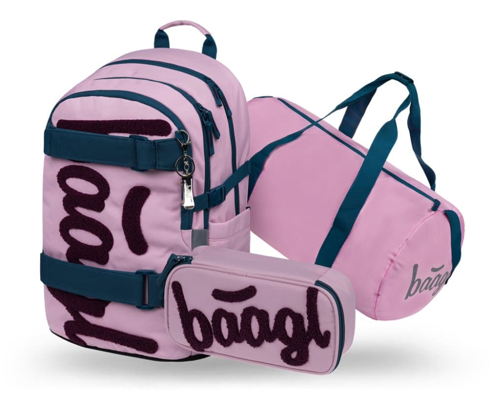 BAAGL SET 3 Skate Rose: batoh, penál, sportovní taška GRS - náhled 1