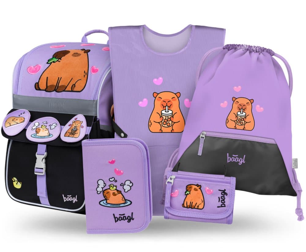 Baagl Školní set Zippy Kapybara II – aktovka, penál, sáček, peněženka, zástěrka - náhled 1