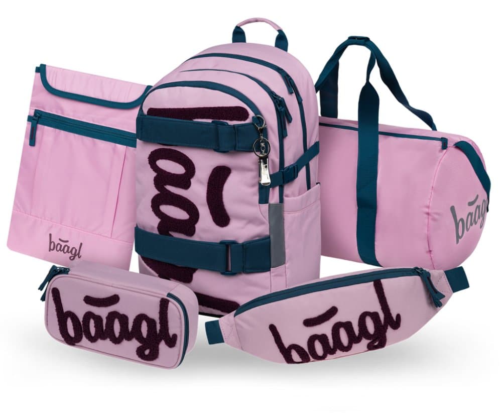 BAAGL SET 5 Skate Rose: batoh, penál, sportovní taška, ledvinka, obal na notebook GRS - náhled 1