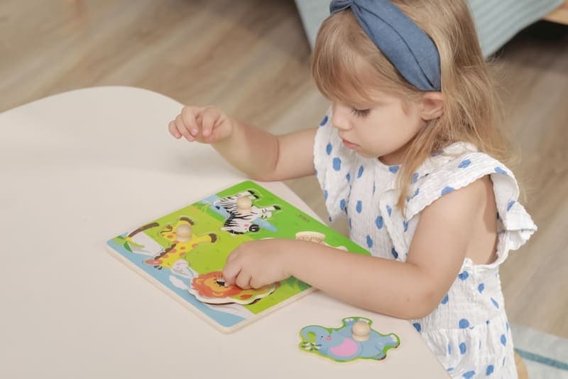 Dřevěná montessori vkládačka - divoká zvířata Viga - náhled 5