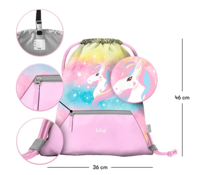 BAAGL 3 SET Airy Rainbow Unicorn: aktovka, penál, sáček - náhled 4
