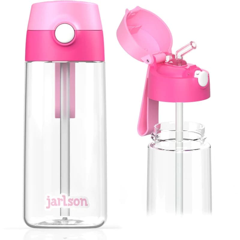 Dětská tritanová láhev na pití s brčkem JARLSON EMI Růžová 500 ml - náhled 1