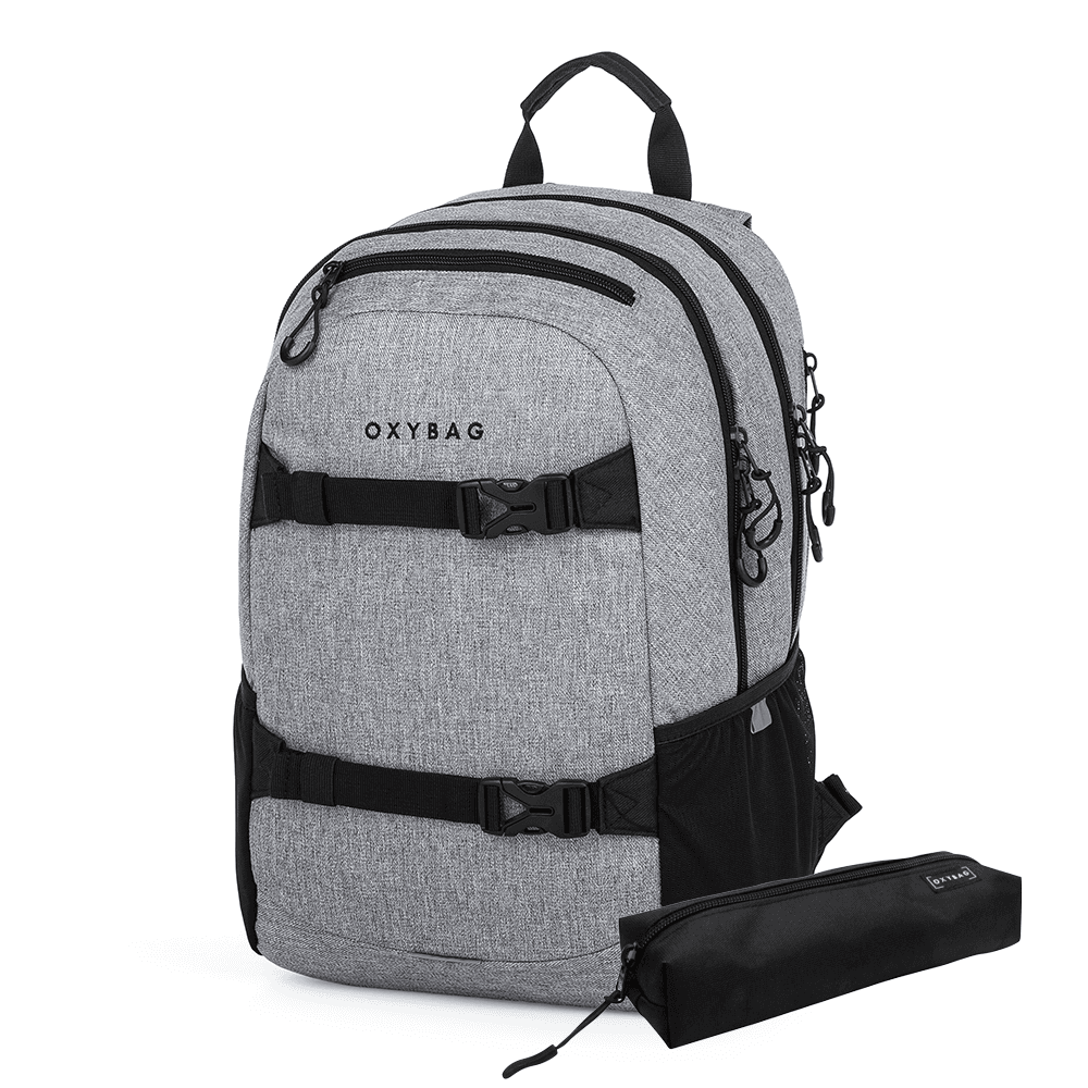 Studentský batoh + etue OXY Sport Grey Melange - náhled 1