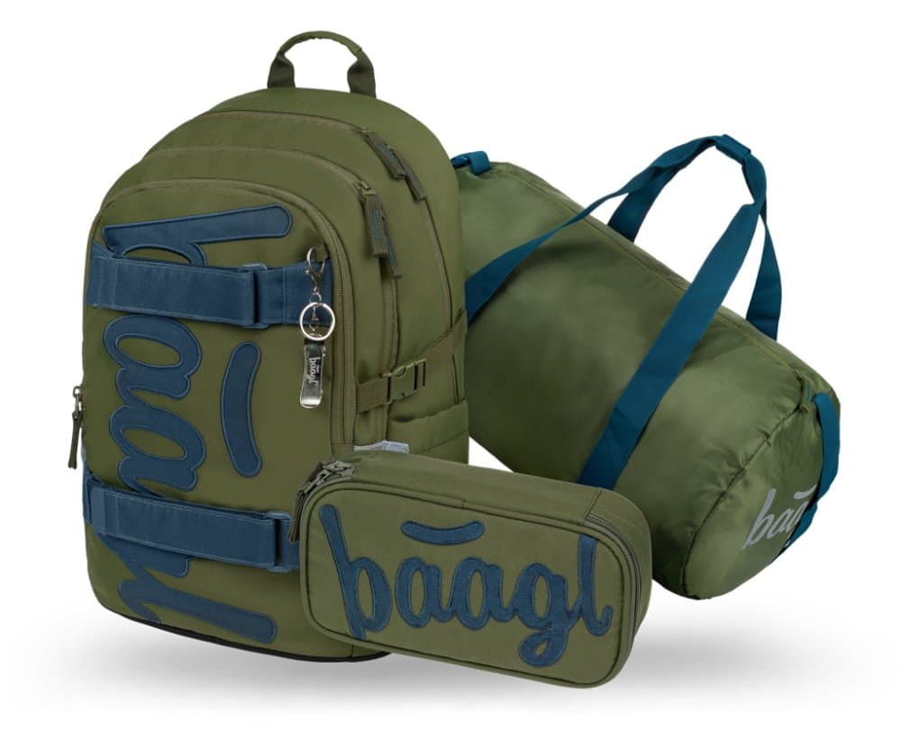 BAAGL SET 3 Skate Olive: batoh, penál, sportovní taška GRS - náhled 1