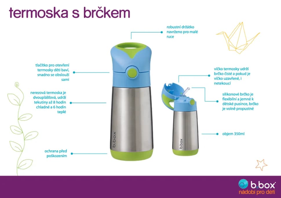 B.Box termoska na pití s brčkem 500 ml - náhled 3