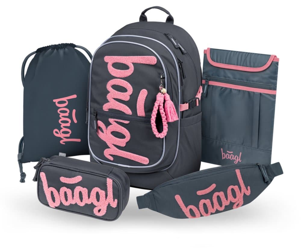 BAAGL SET 5 Core Logo růžový: batoh, penál, sáček, ledvinka, obal na notebook GRS - náhled 1