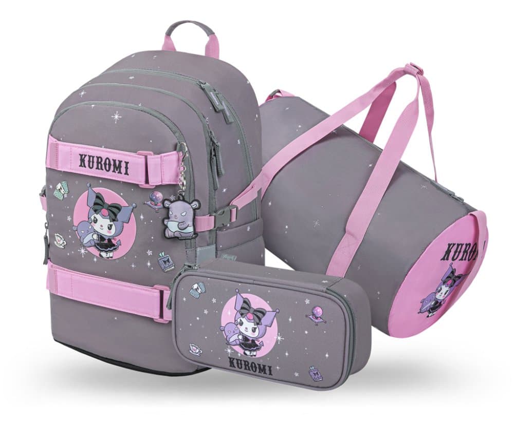 BAAGL SET 3 Skate Kuromi Grey: batoh, penál, sportovní taška GRS - náhled 1