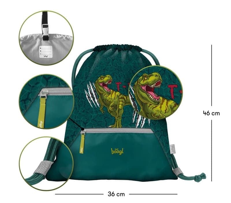 Školní batoh v setu Baagl Airy T-REX - 3 díly - náhled 4