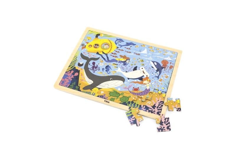 Dřevěné puzzle 48 dílků - mořský život Viga - náhled 3