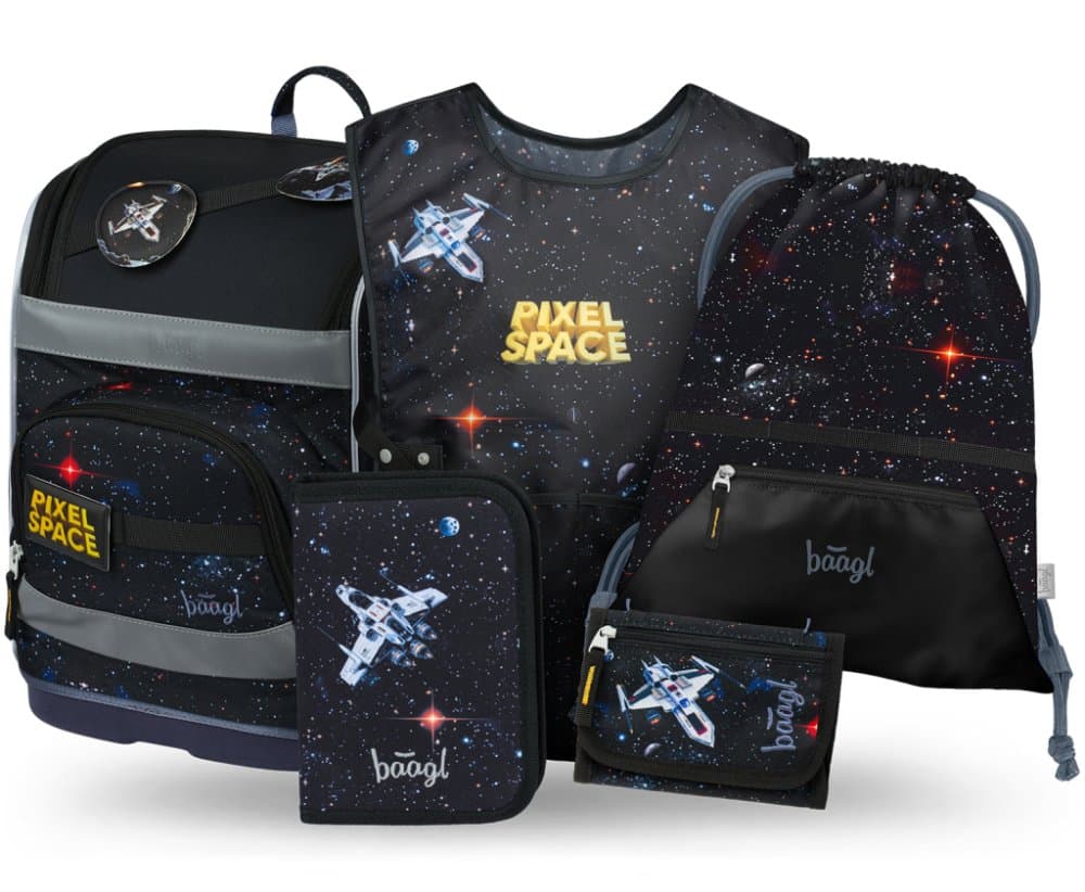 BAAGL SET 5 Zippy Plus Pixel Space: aktovka, penál, sáček, zástěra, peněženka - náhled 1