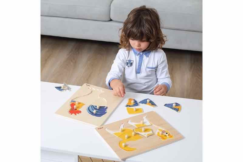 Dřevěná montessori vkládačka - kohout Viga - náhled 4