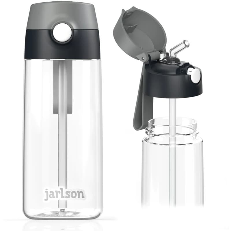 Dětská tritanová láhev na pití s brčkem JARLSON EMI Černá 500 ml