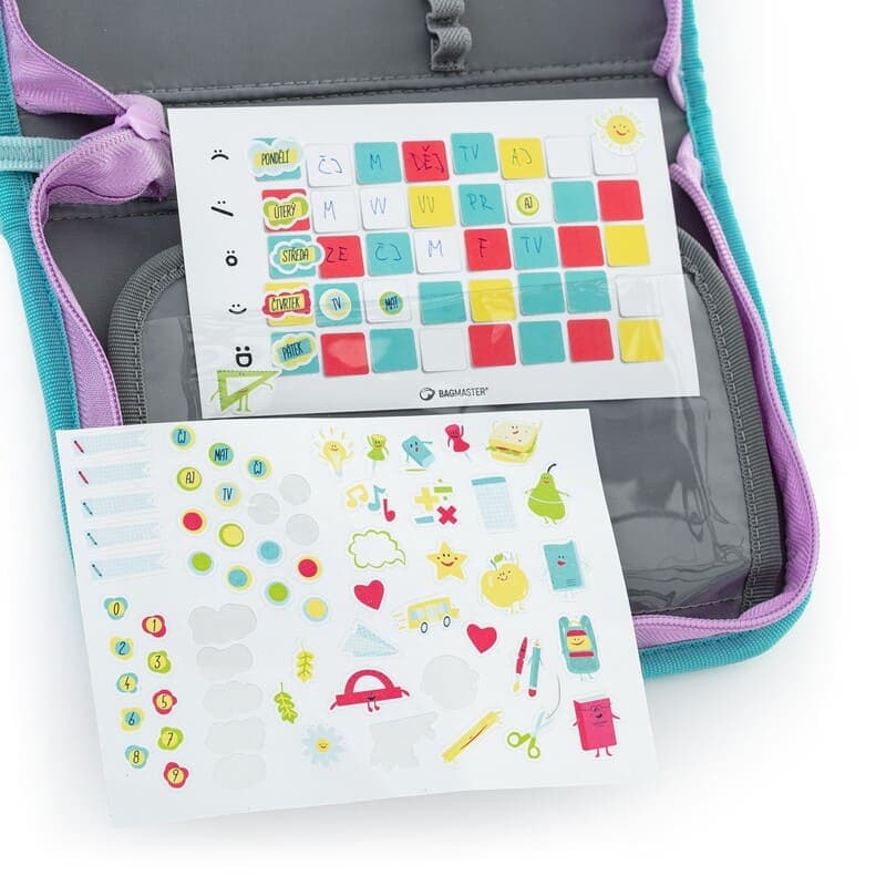 Školní dvouchlopňový penál Bagmaster VEGA 24 B Páv - náhled 3