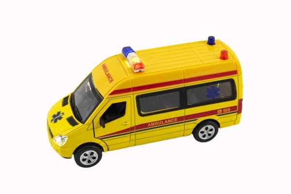 Auto ambulance na baterie se světlem se zvukem na zpětné natažení - náhled 2