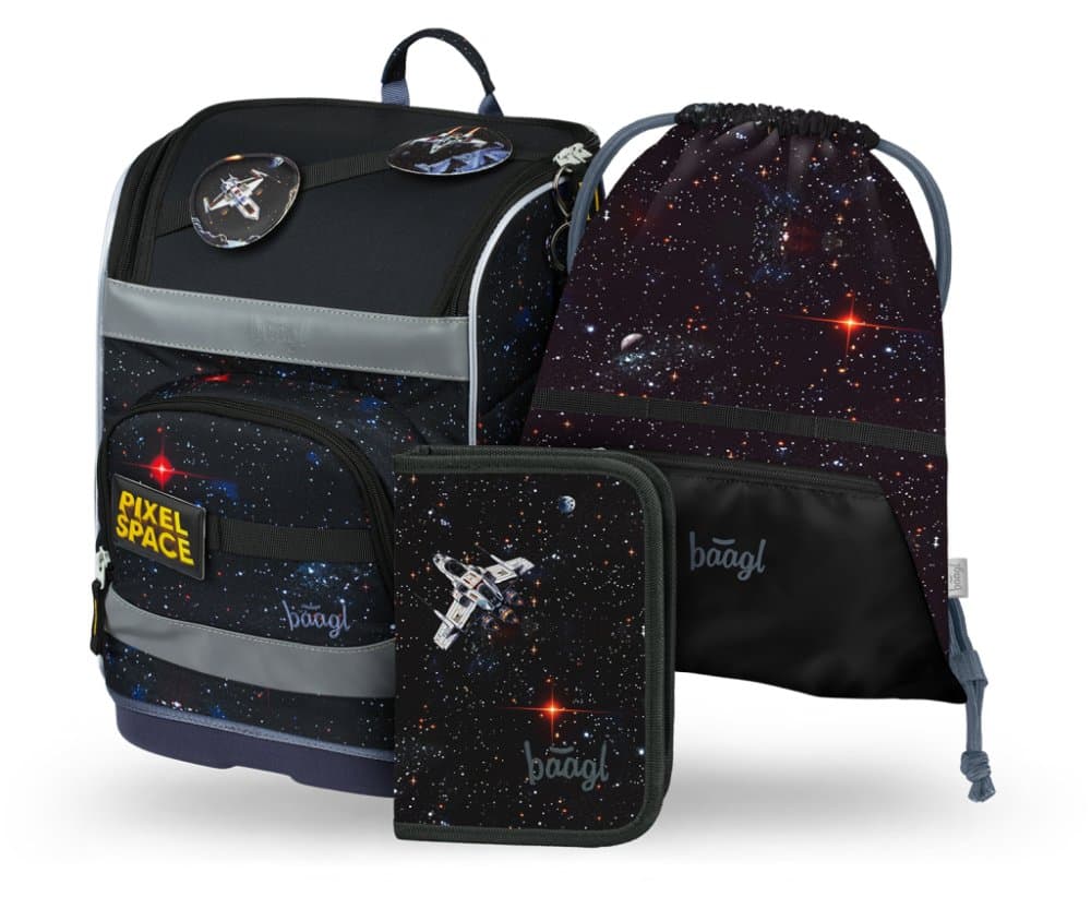 BAAGL SET 3 Zippy plus Pixel Space: aktovka, penál, sáček - náhled 1