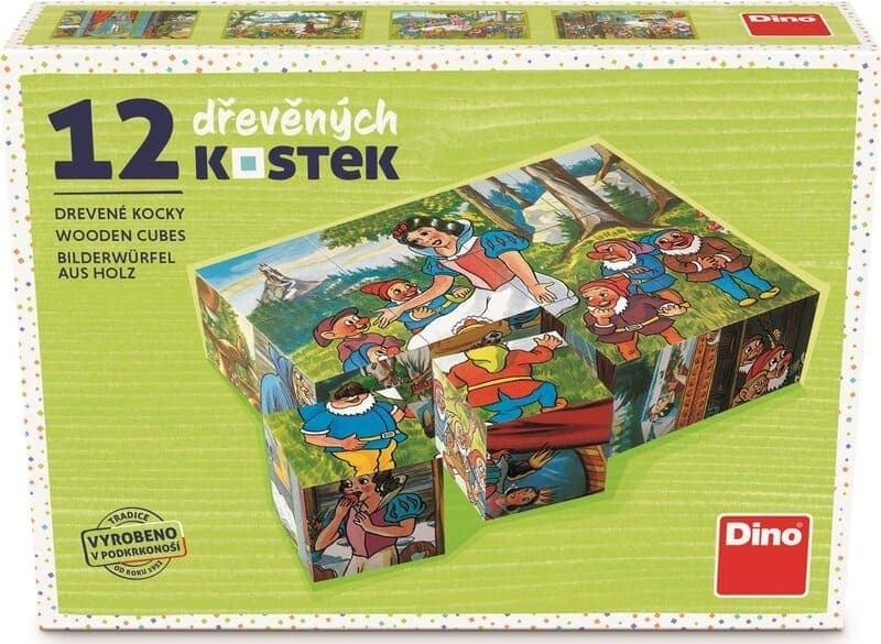 Dřevěné kostky Sněhurka - 12 kostek - náhled 2