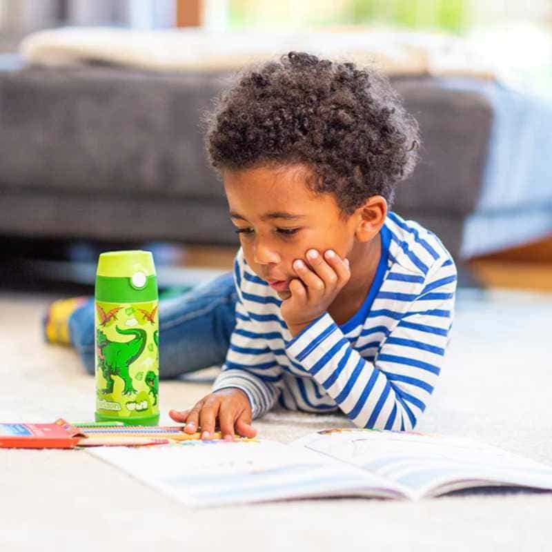 Dětská nerezová termoláhev s brčkem JARLSON CHARLI Dinosaurus 350 ml - náhled 5